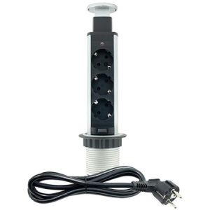 ME-PN-1201/S-3 1.8m srebrno-crna POPUP nameštajska Priključnica trostruka 16A 250V-3600W 3x1.5mm2