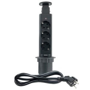 ME-PN-1202/C-3 1.8m crna POPUP nameštajska Priključnica trostruka 16A 250V-3600W 3x1.5mm2