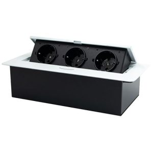 ME-PN-1207/W-3 beli POPUP nameštajski PODSKLOP sa tri utičnice 16A 250V-3600W