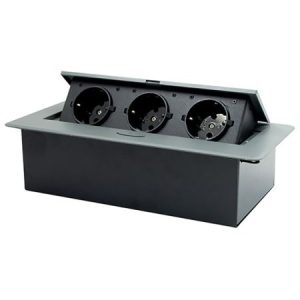 ME-PN-1208/GR-3 grafitni POPUP nameštajski PODSKLOP sa tri utičnice 16A 250V-3600W