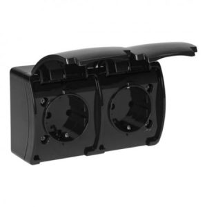 OR-OE-7106(GS)/B dupla Priključnica šuho OG crni AQUATIC IP44 ORNO