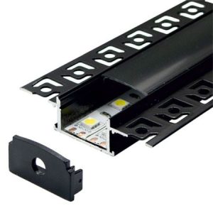 MA6114-CC crni Aluminijumski profil za LED trake 61x14x2000mm ugradni set sa crnim difuzorom Mitea Lighting