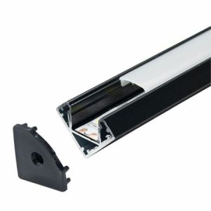 M602-C CRNI Aluminijumski profil za LED trake ugaoni 19x19x2000mm set sa difuzorom Mitea Lighting