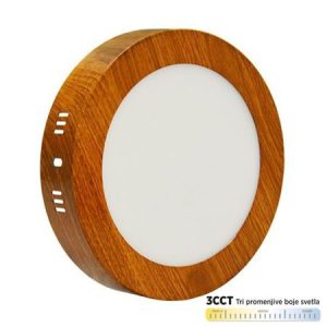 M12NO-WD-CCT 12W 3000~6500K boja drveta nadgradni okrugli LED panel Mitea Lighting (25 mes.)