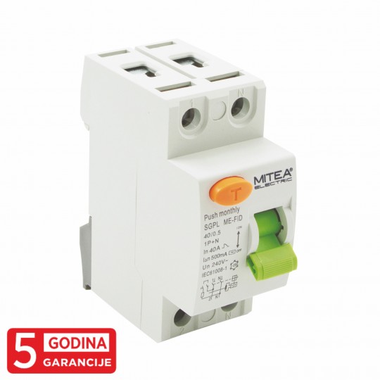 ME-FID sklopka 40A 500mA 1P+N SGPL 5Y Mitea Electric